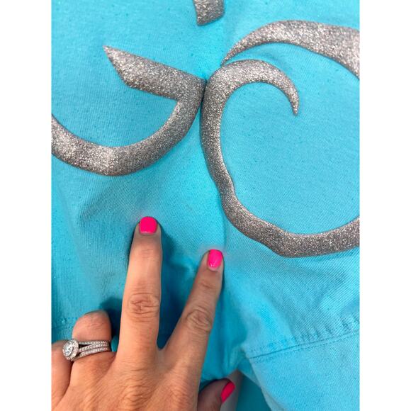 Disney Frozen Broadway Musical Let It Go Spirit Jersey Silver Glitter Blue SZ XS - Picture 10 of 12